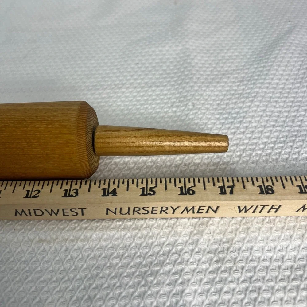 VTG Solid Wood Rolling Pin Free Sliding Tapered Handles Natural Grain 17.5 Inch